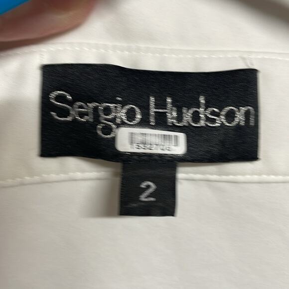 EUC SERGIO HUDSON Asymmetrical Button Up Dress White Size 2 COTTON XS SMALL - Picture 10 of 10